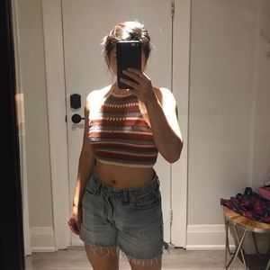 Insanely Cute crochet woven cropped halter top